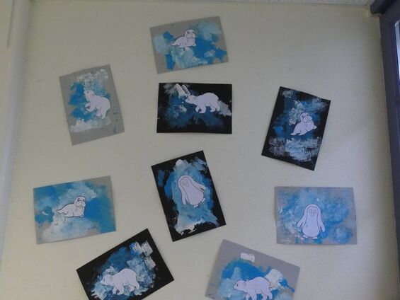 Activité peinture et collage sur les animaux de l'hiver. Activité peinture et collage sur les animaux de l'hiver.