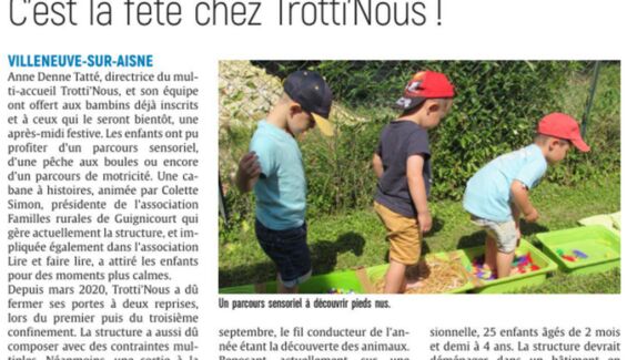 Article du journal l'Union sur la kermesse de Trotti'Nous.